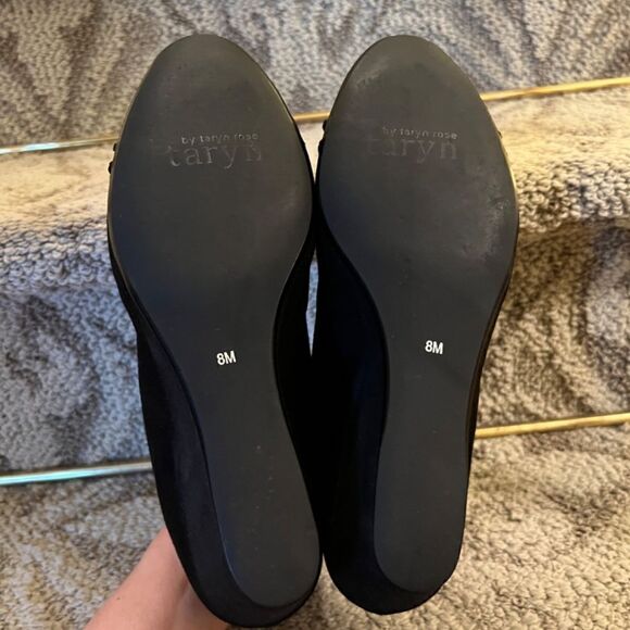 EUC Taryn by Taryn Rose Kerrin Black Shimmer Wedge Heels Shoes Size 8 M - Picture 8 of 8
